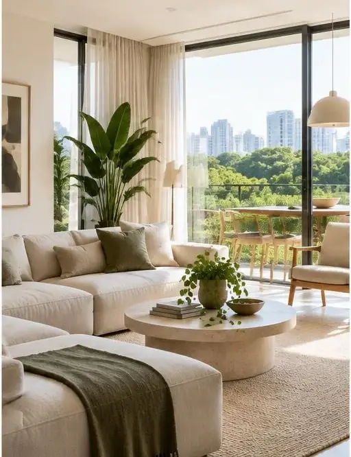 Apartamento iluminado com plantas