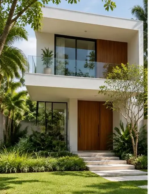 Casa contemporânea com jardim